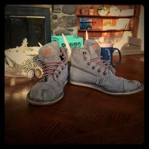 TOMS hightop suede shoes